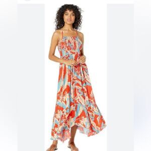 Free People Red and Blue Floral Maxi Dress